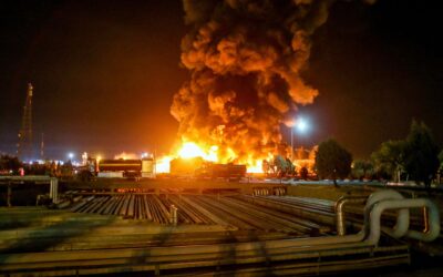 Iran Shahran Oil Depot Attack causing massive fire at Shahran oil depot in Tehran
