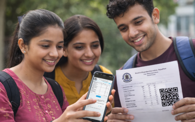 RBSE 10th Result 2026 students checking result via QR code